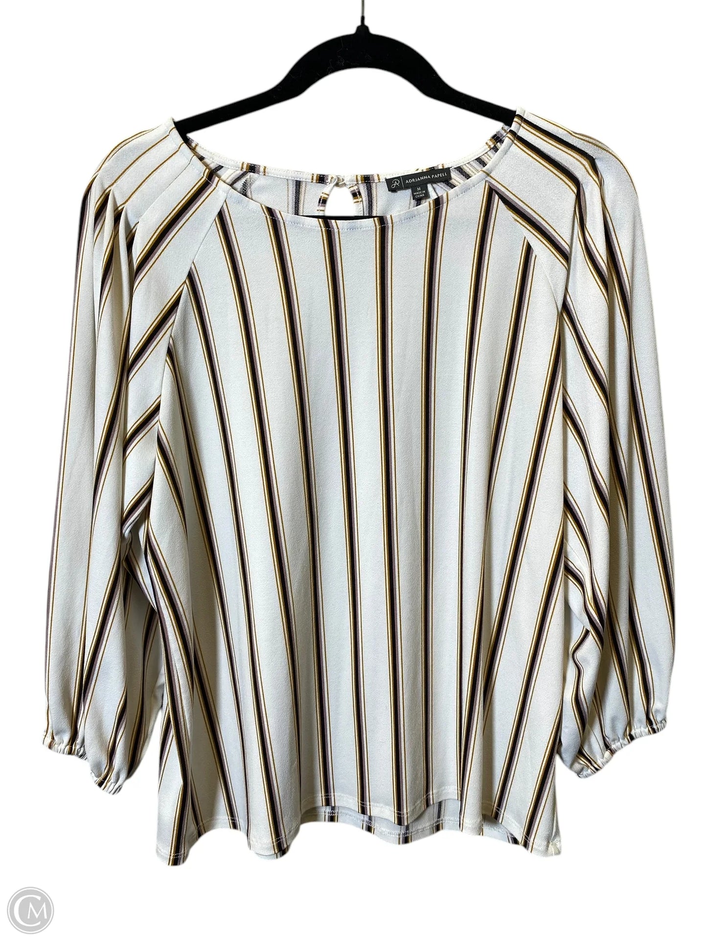 Top Long Sleeve By Adrianna Papell In Striped Pattern, Size: M