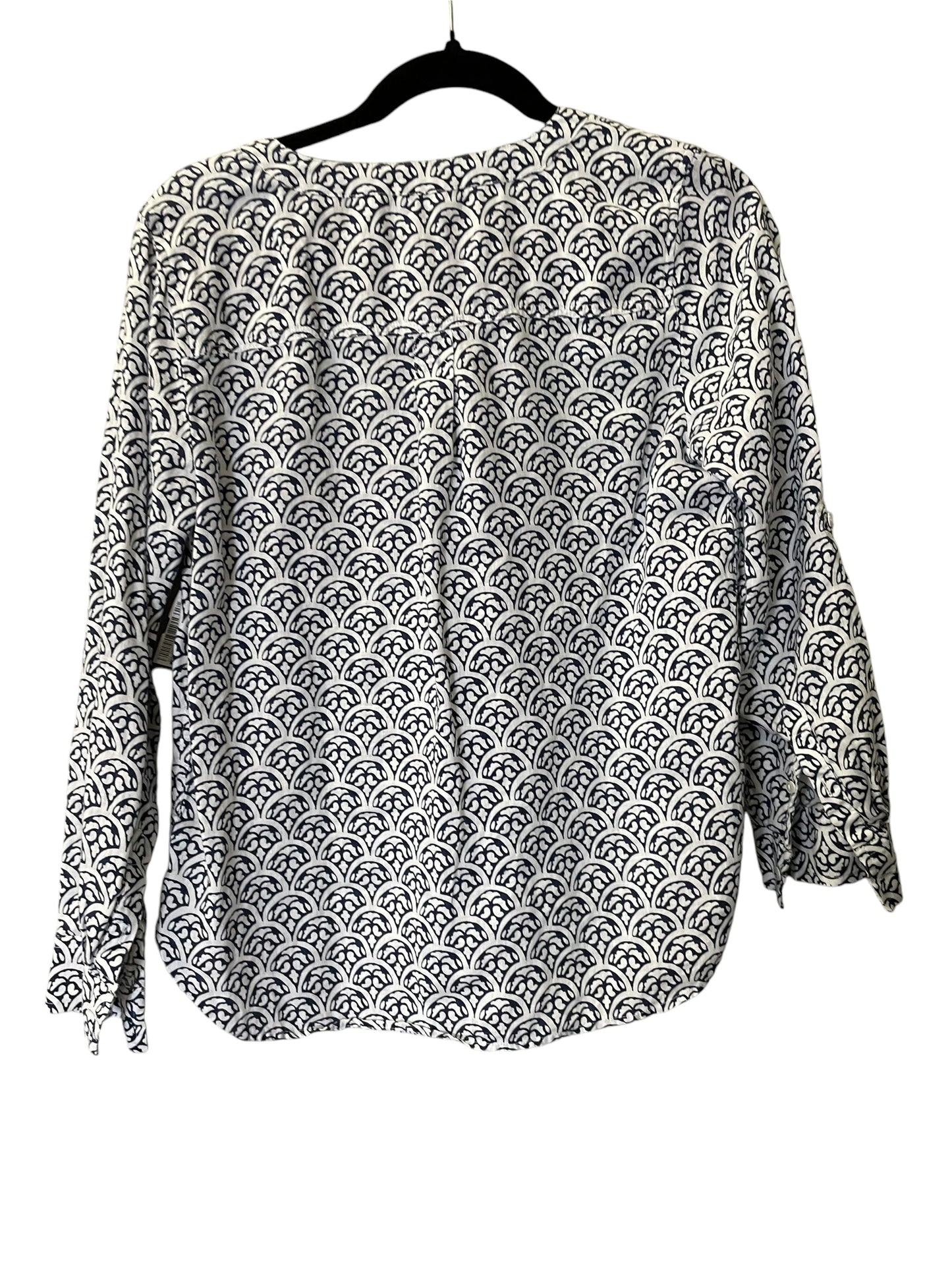 Top Long Sleeve By Talbots In Blue & White, Size: S