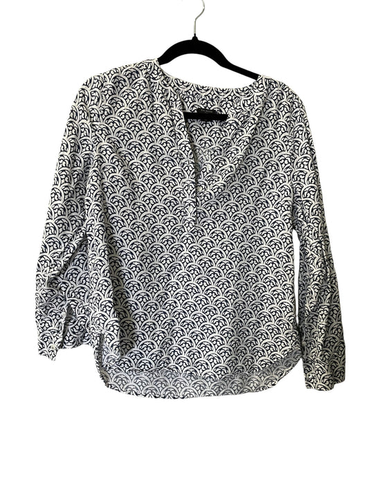 Top Long Sleeve By Talbots In Blue & White, Size: S