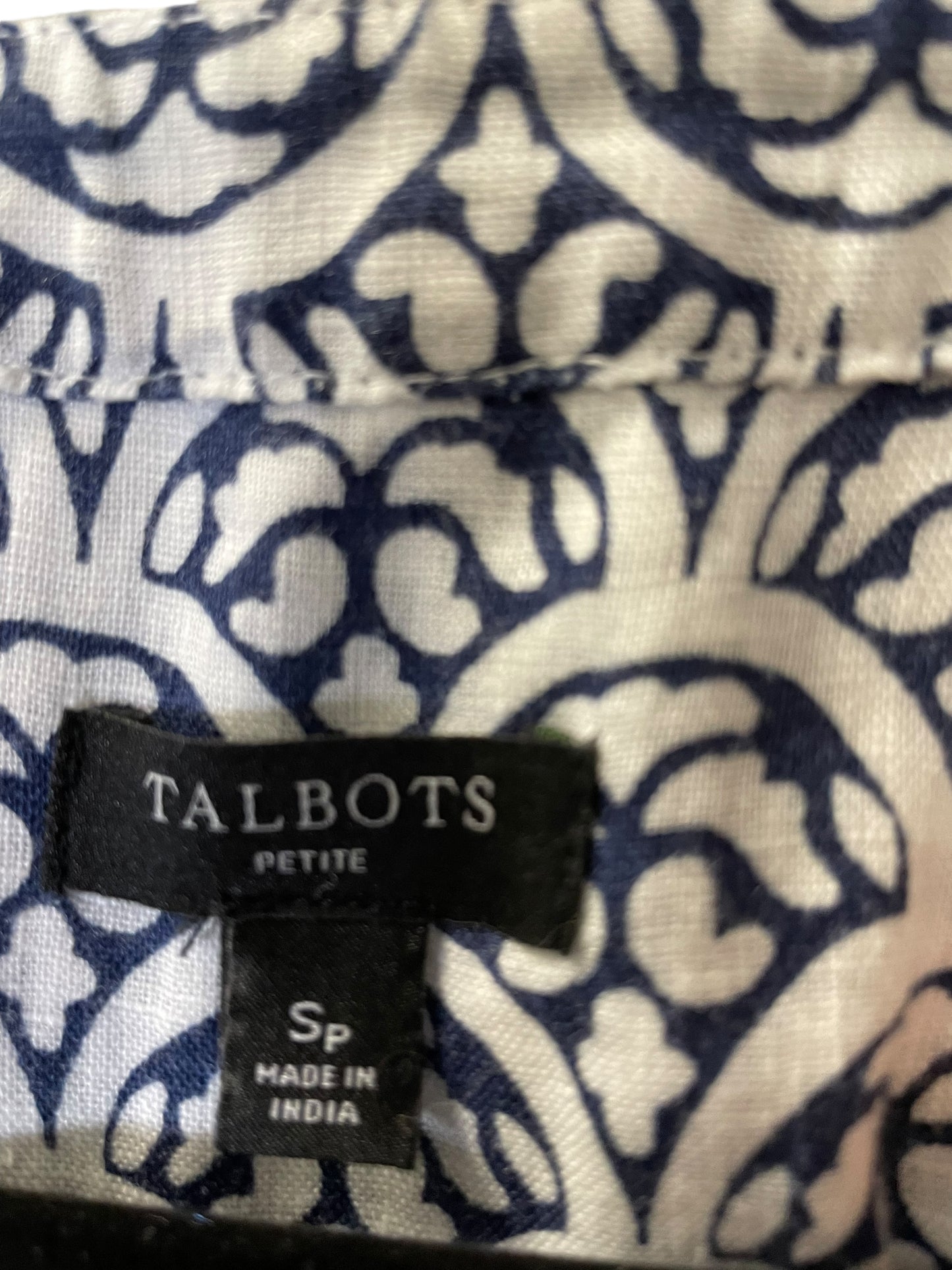 Top Long Sleeve By Talbots In Blue & White, Size: S