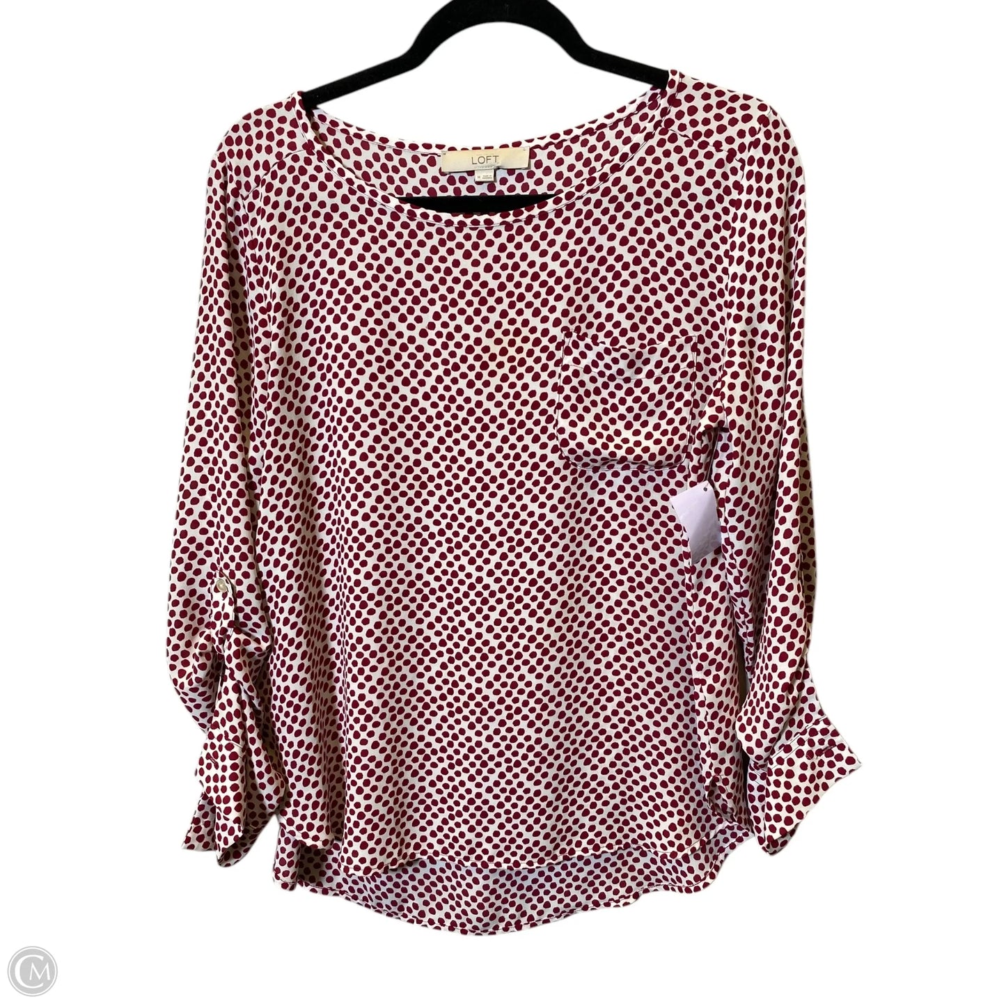 Top Long Sleeve By Loft In Polkadot Pattern, Size: M