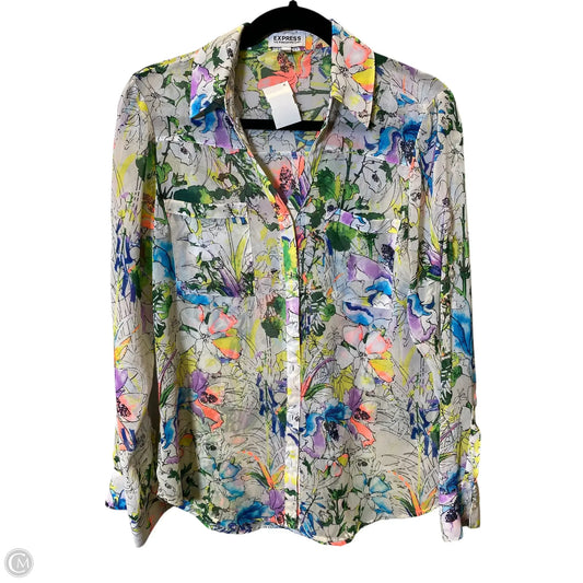 Blouse Long Sleeve By Express In Multi-colored, Size: M