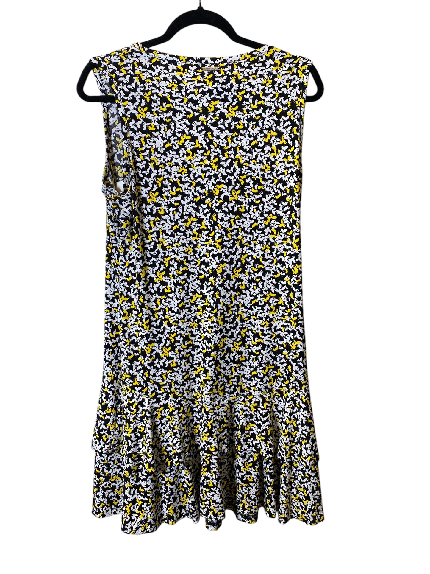 Dress Casual Midi By Michael Kors Collection In Black & Yellow, Size: L