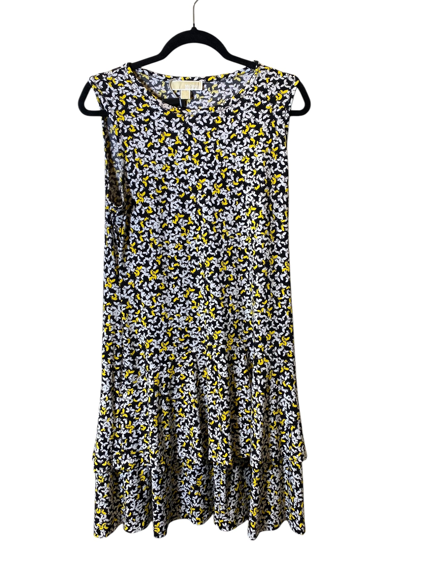 Dress Casual Midi By Michael Kors Collection In Black & Yellow, Size: L