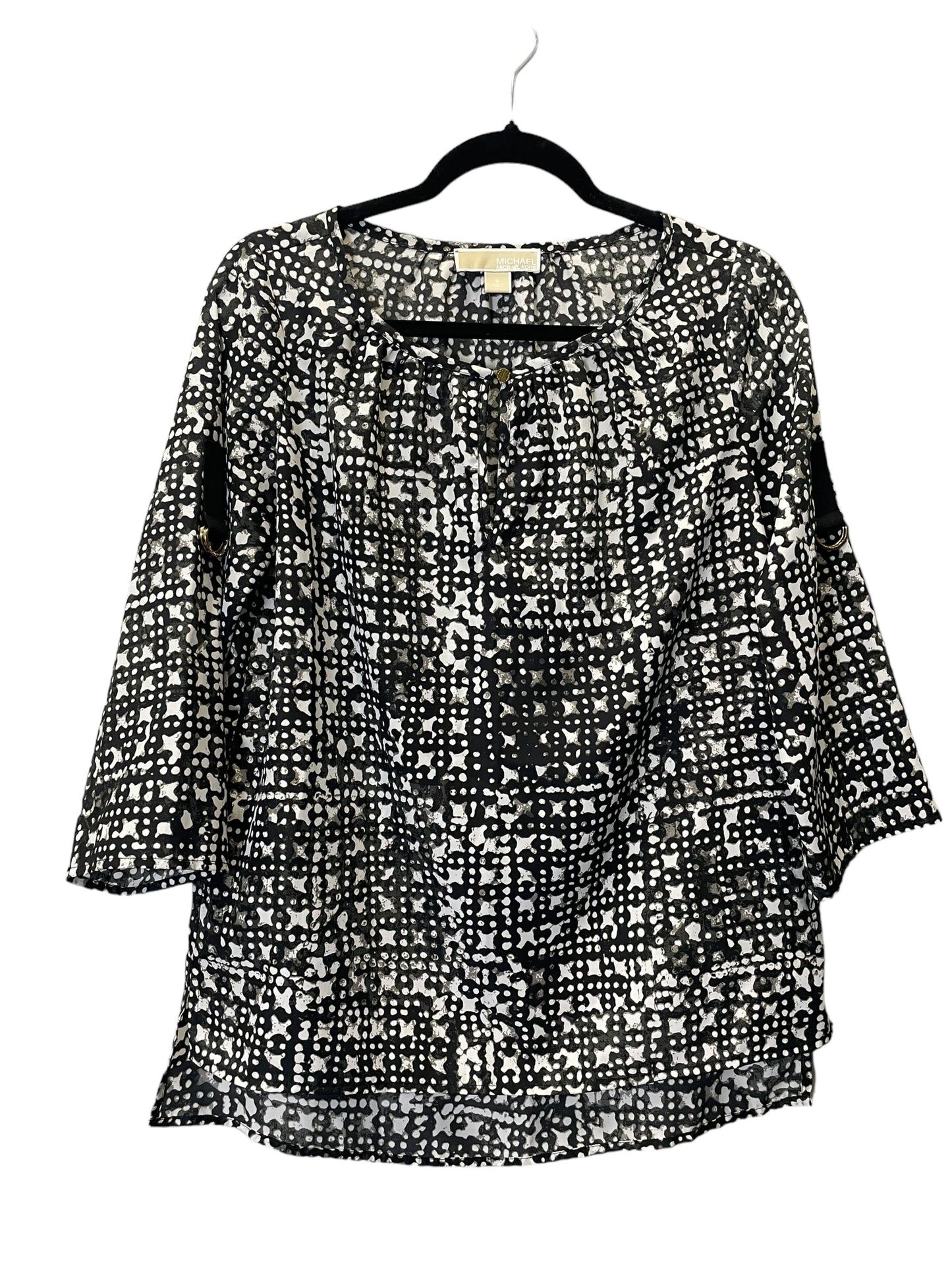 Top 3/4 Sleeve By Michael By Michael Kors In Black & White, Size: S