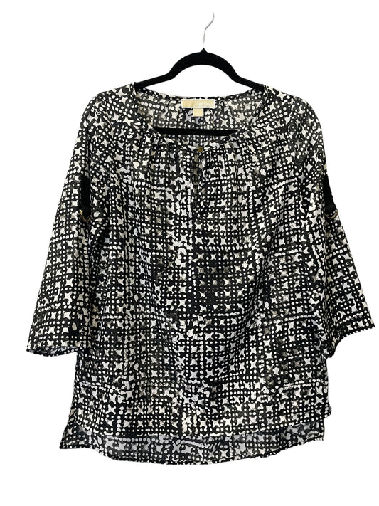 Top 3/4 Sleeve By Michael By Michael Kors In Black & White, Size: S