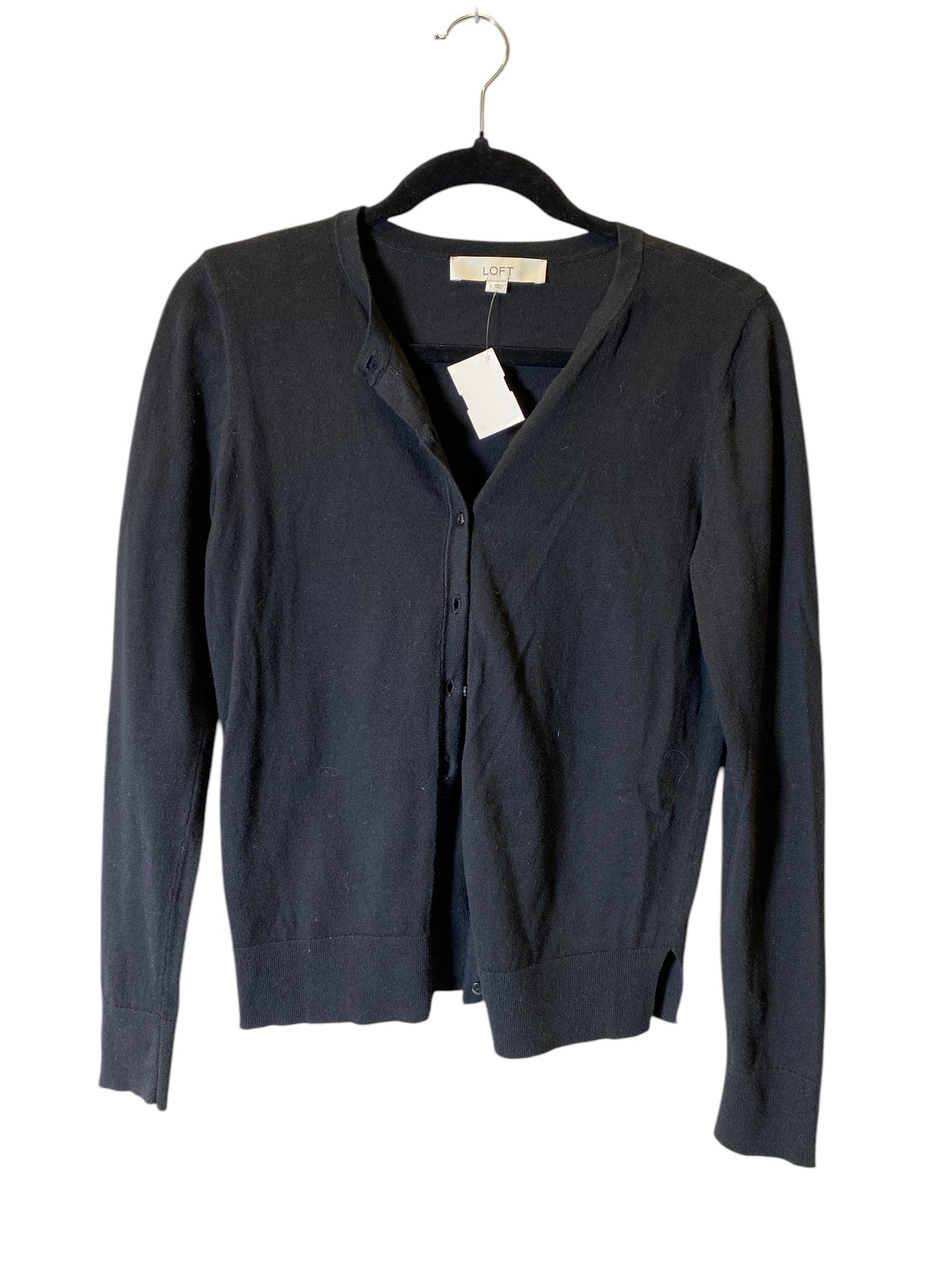 Sweater Cardigan By Loft In Black, Size: S