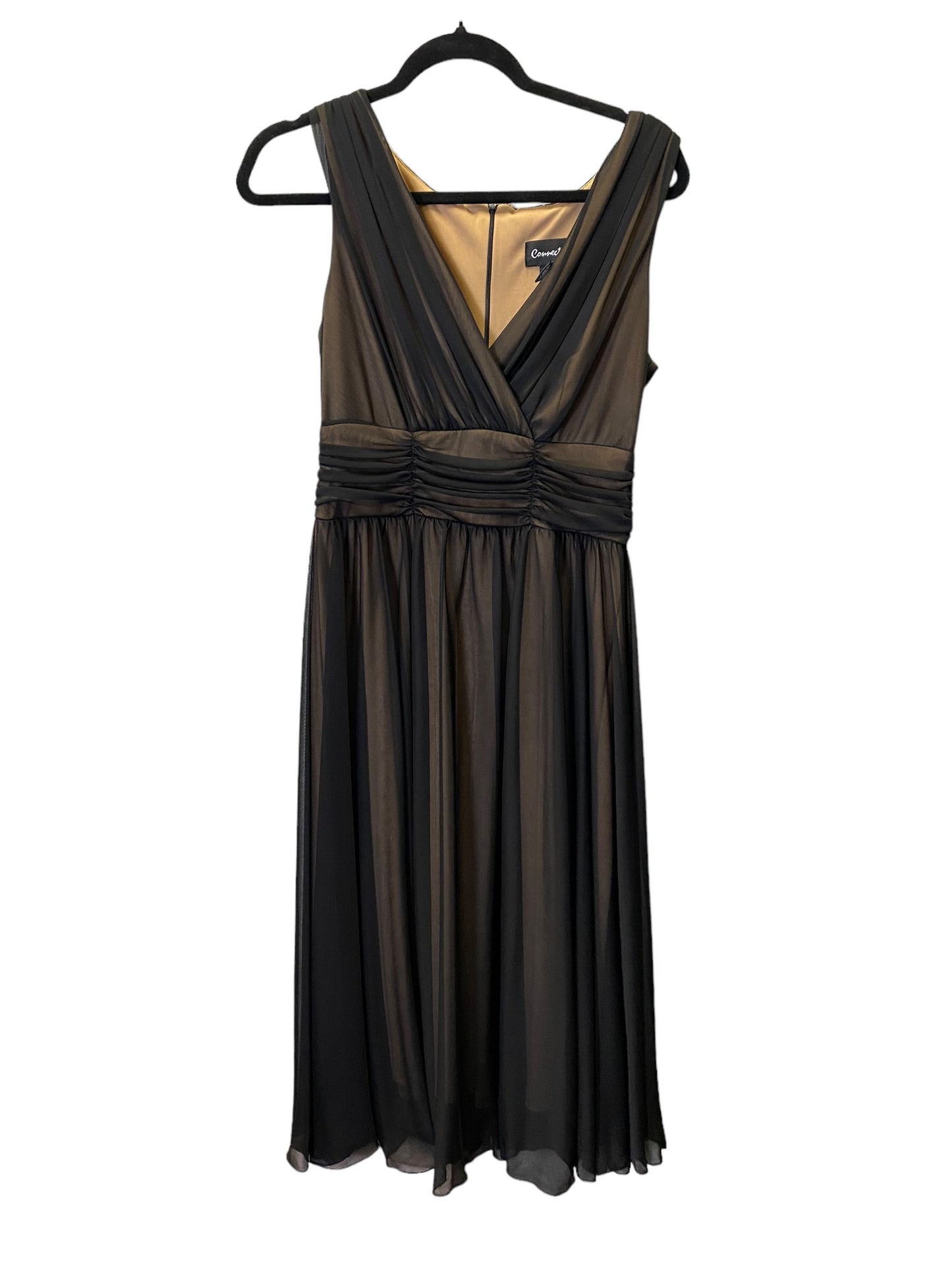 Dress Party Midi By Connected Apparel In Black & Tan, Size: M