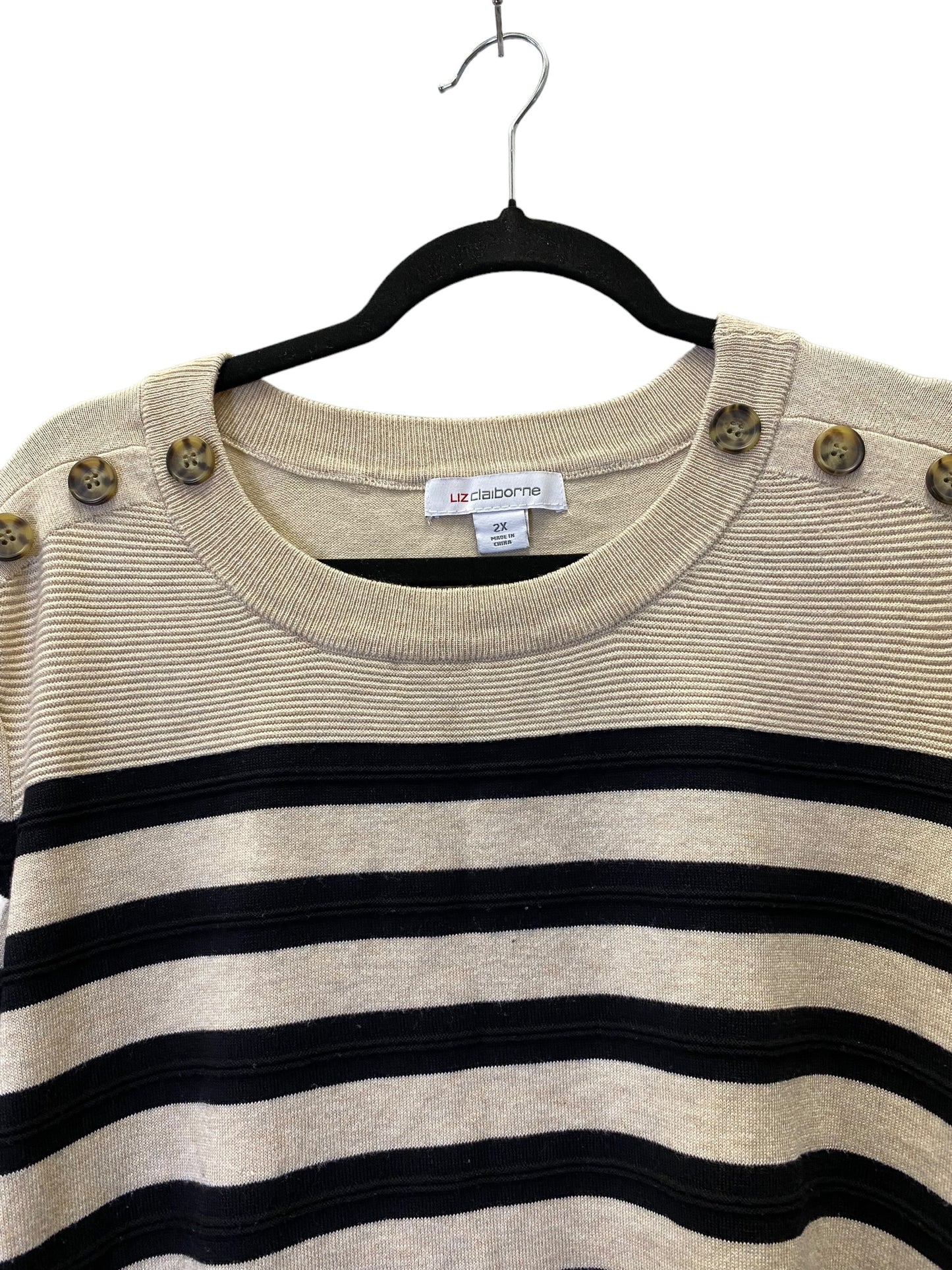 Sweater By Liz Claiborne In Striped Pattern, Size: 2x