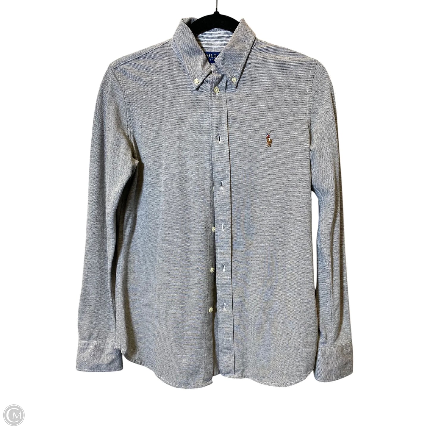 Blouse Long Sleeve By Polo Ralph Lauren In Grey, Size: M