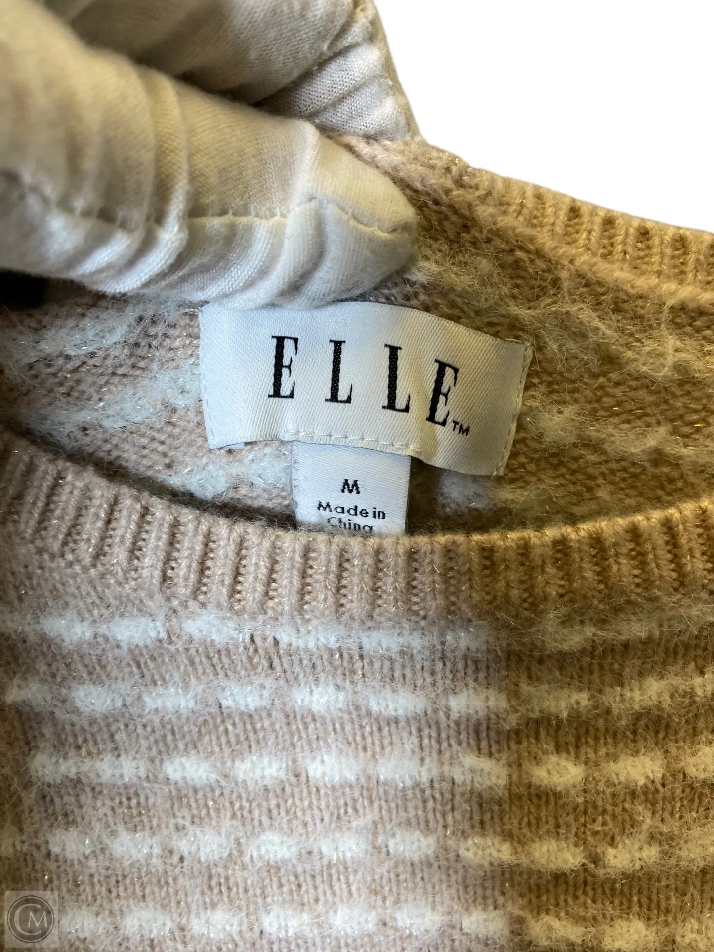 Sweater By Elle In Pink & White, Size: M