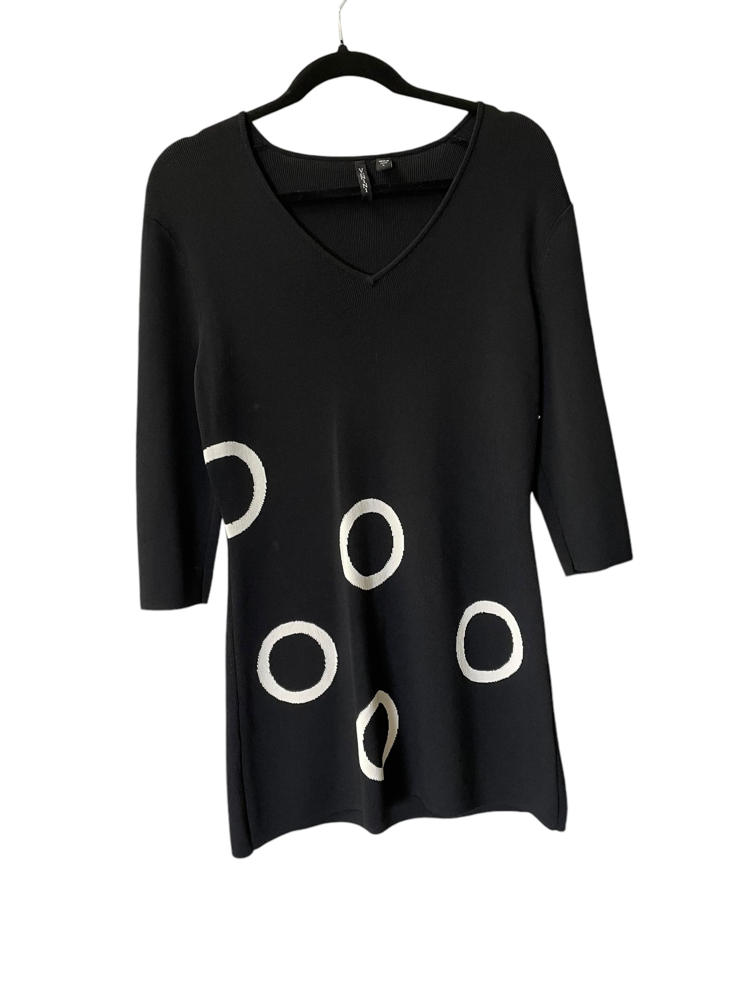 Dress Sweater By Cmc In Black & White, Size: L