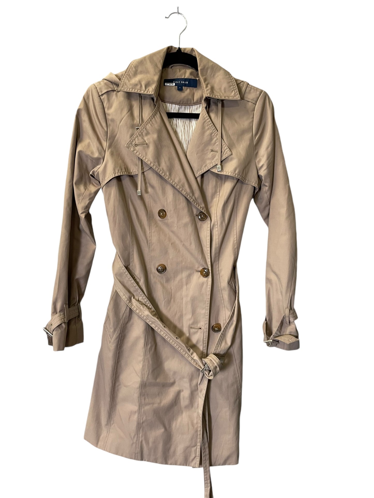 Coat Trench Coat By Cole-haan In Beige, Size: S