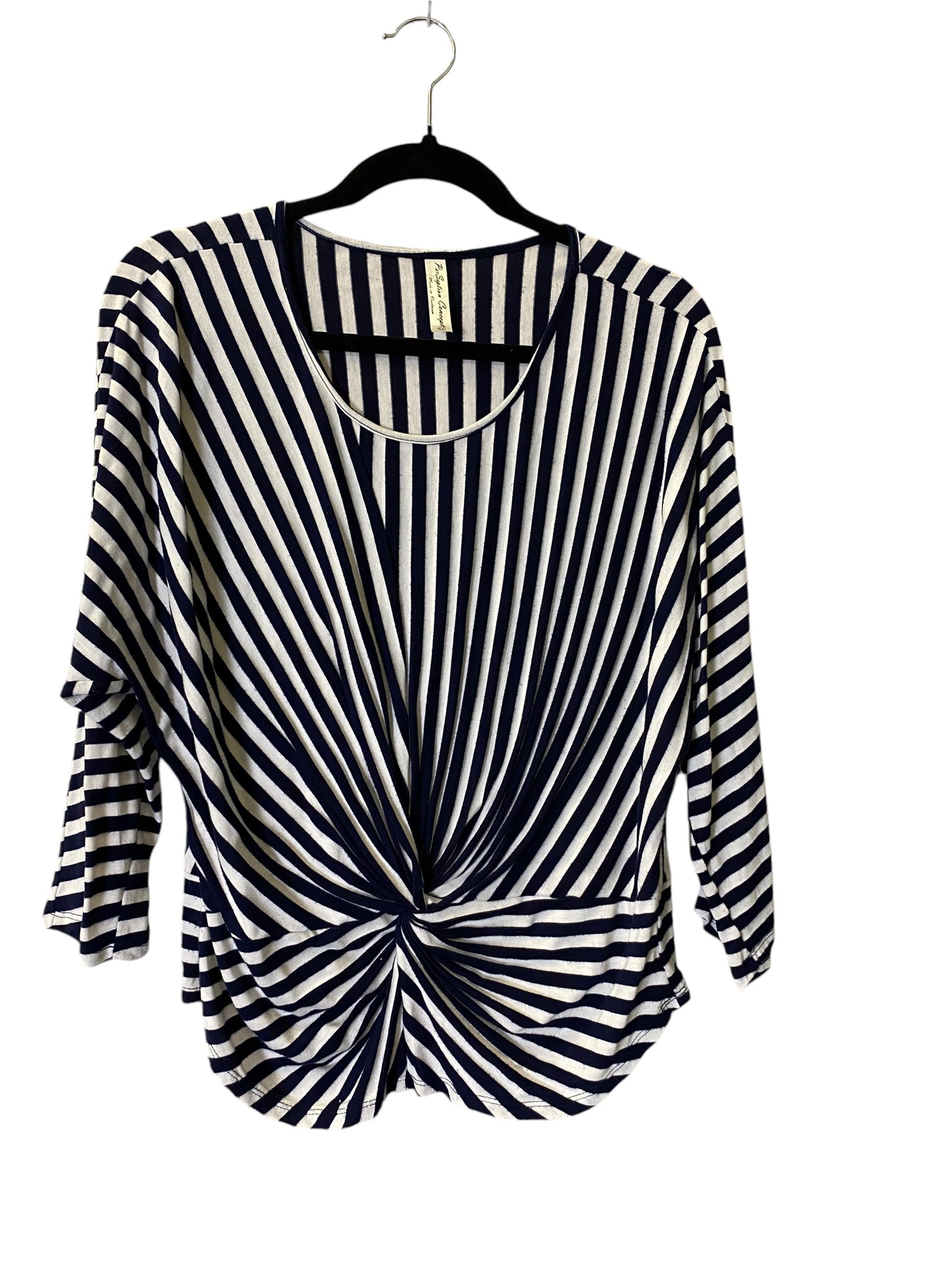 Top 3/4 Sleeve By Perseption Concept In Striped Pattern, Size: Xl