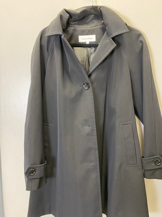 Coat Raincoat By Calvin Klein In Black, Size: S