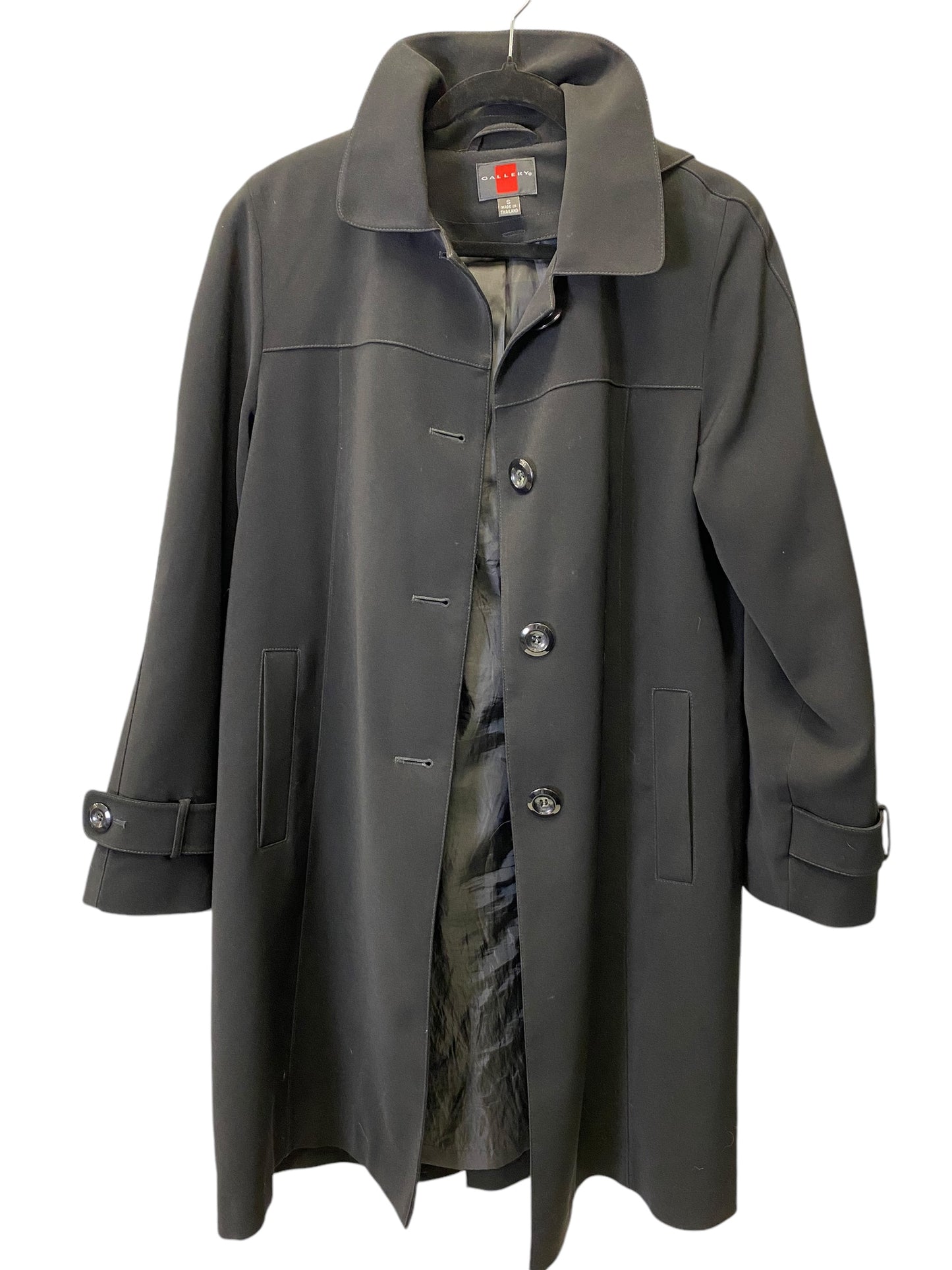 Coat Trench Coat By Gallery In Black, Size: S