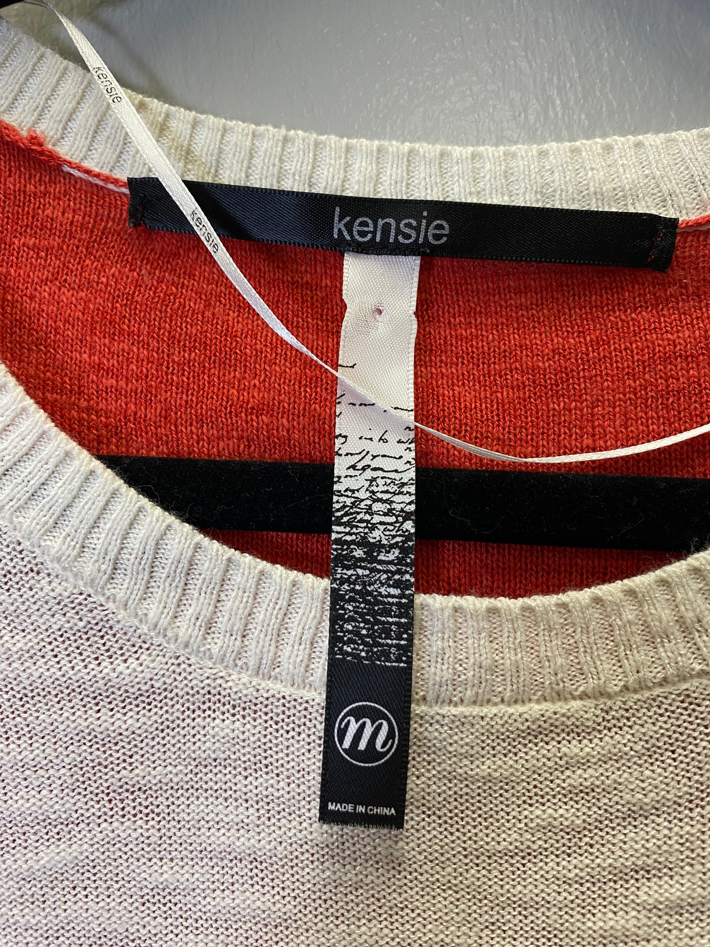 Sweater By Kensie In Cream & Orange, Size: M