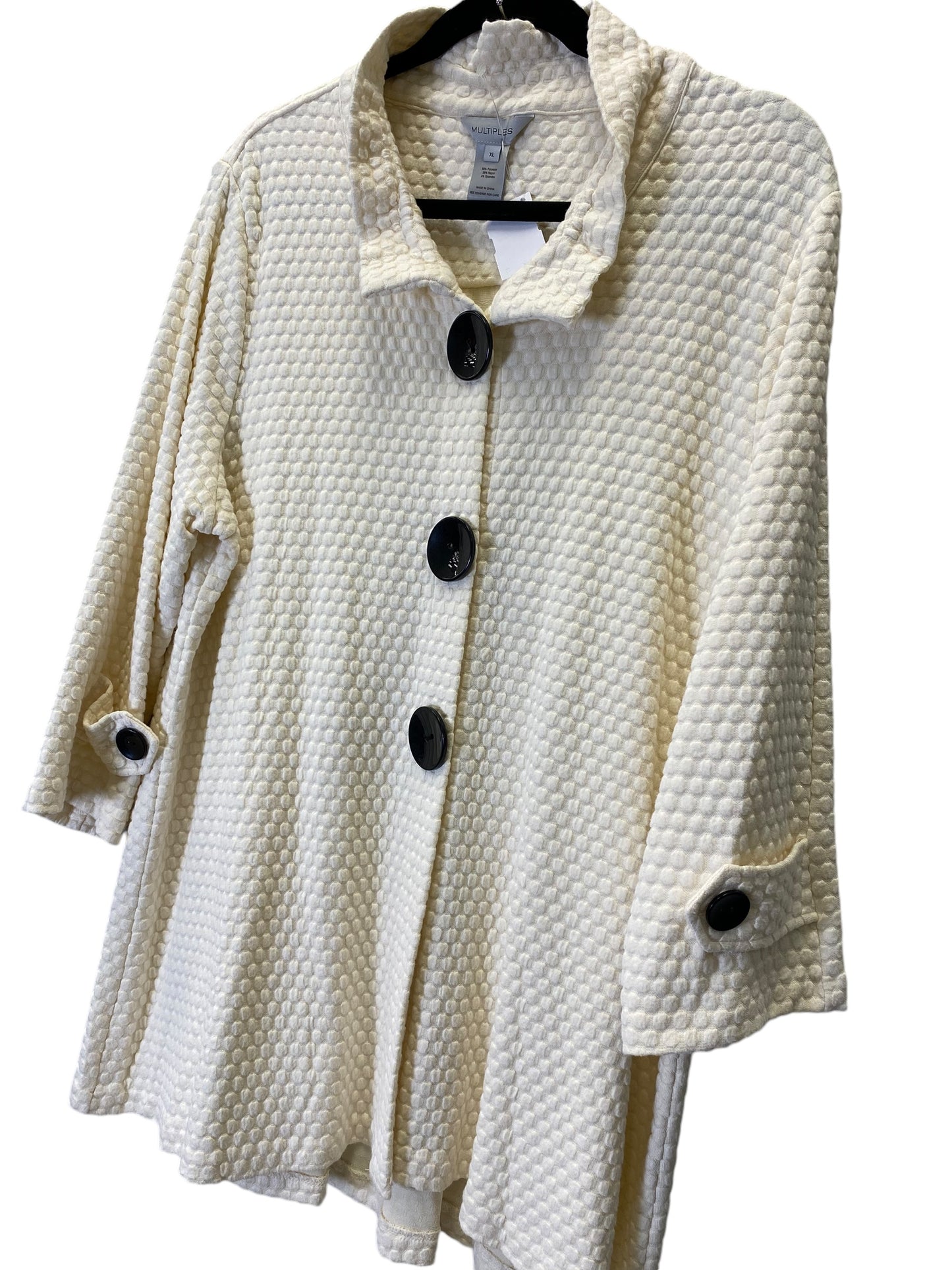 Jacket Shirt By Multiples In Cream, Size: Xl