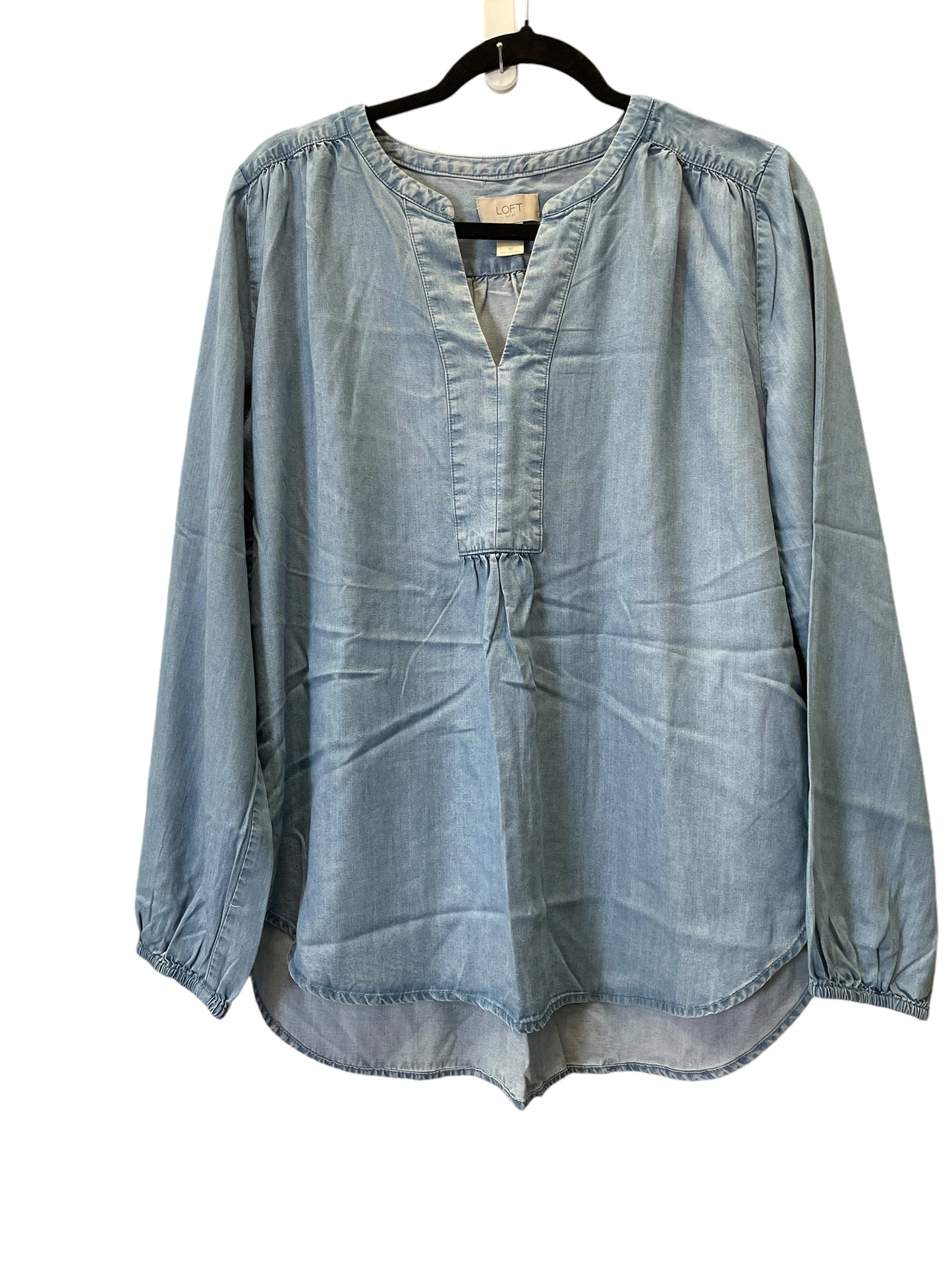 Top Long Sleeve By Loft In Blue Denim, Size: M