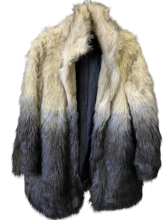 Coat Faux Fur & Sherpa By Cmc In Black & White, Size: M