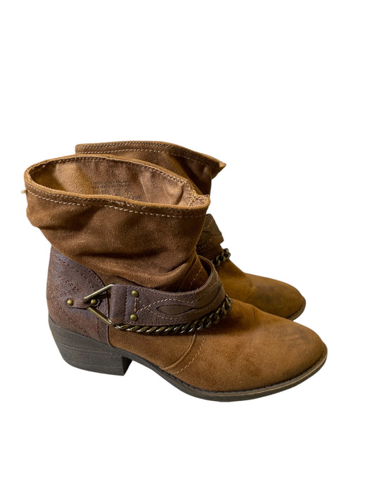 Boots Ankle Heels By Bongo In Brown & Tan, Size: 8.5