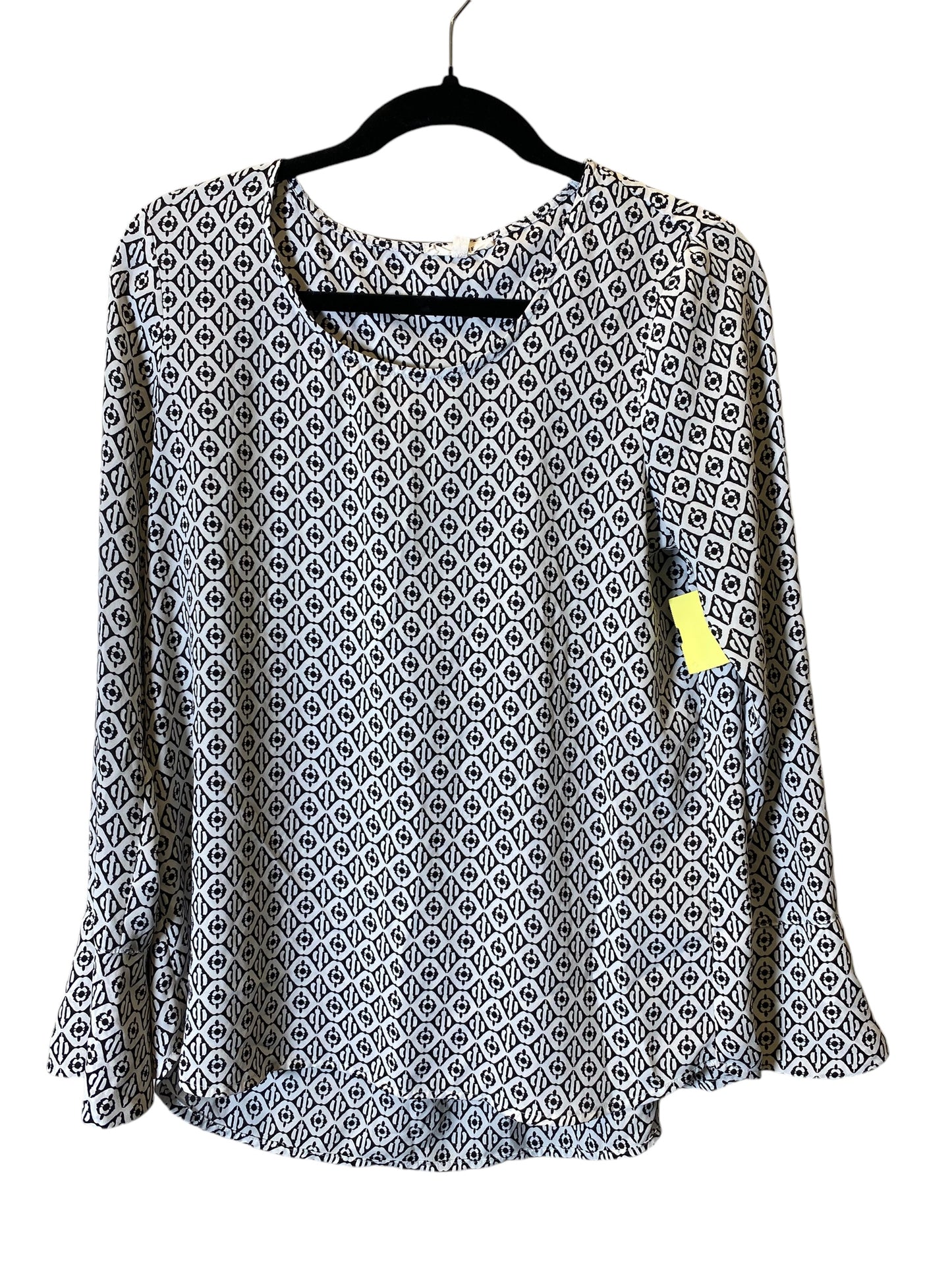 Top Long Sleeve By Pleione In Black & White, Size: Xs