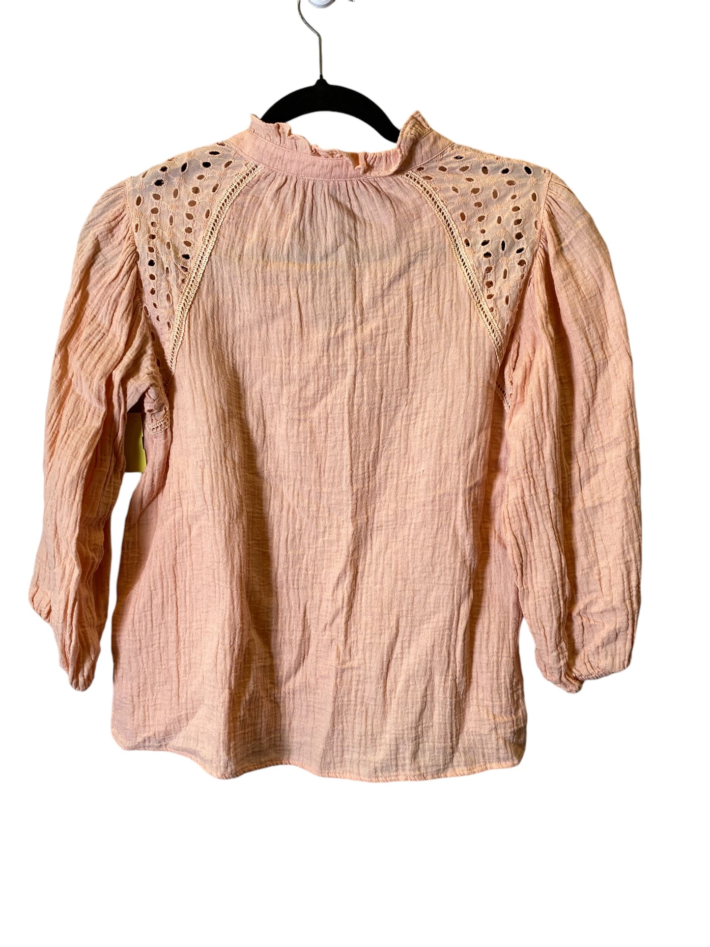 Top Long Sleeve By Blue Tassel In Peach, Size: Xs