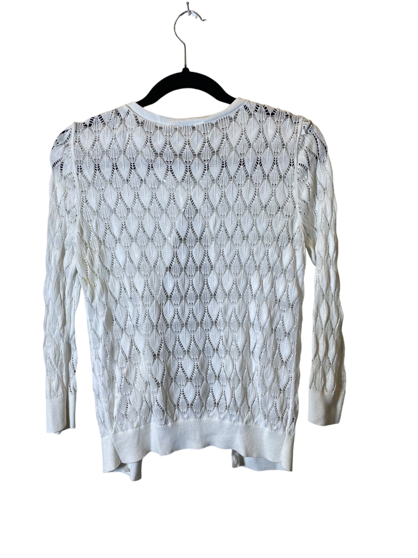 Sweater Cardigan By Loft In White, Size: S