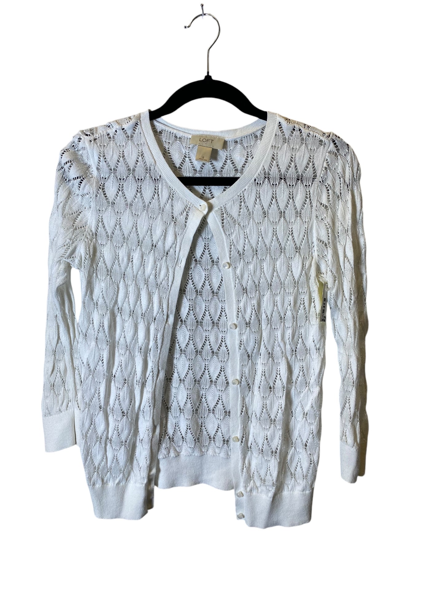 Sweater Cardigan By Loft In White, Size: S