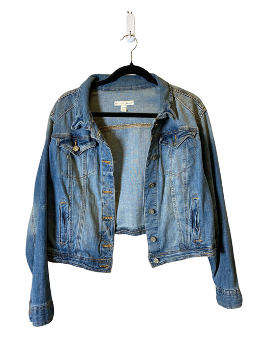 Jacket Denim By Cato In Blue, Size: Xl