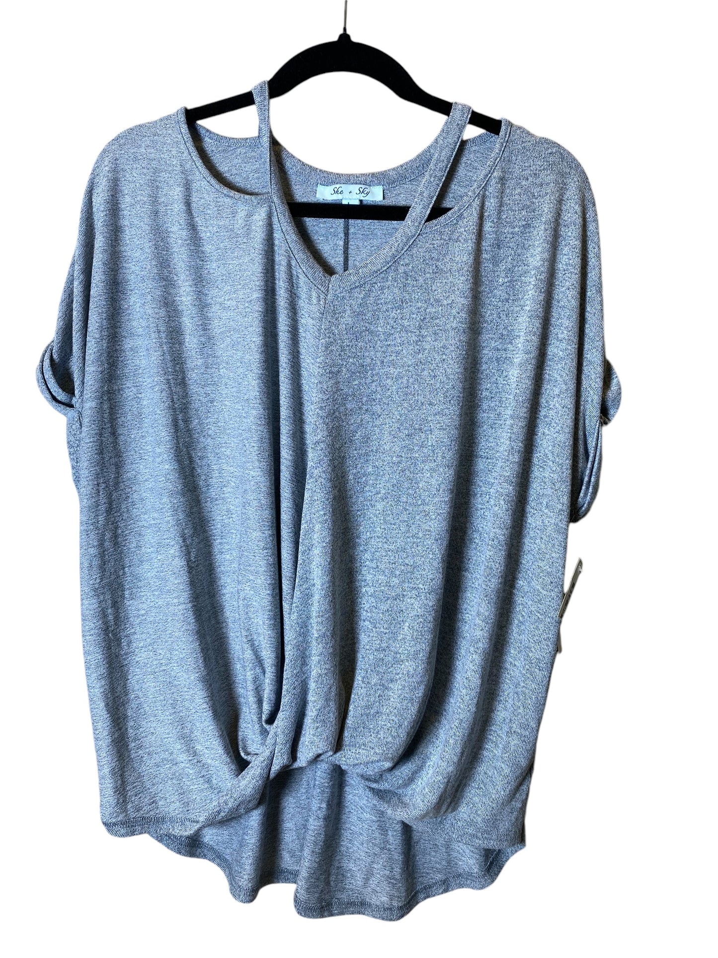 Sweater Short Sleeve By She + Sky In Grey, Size: L