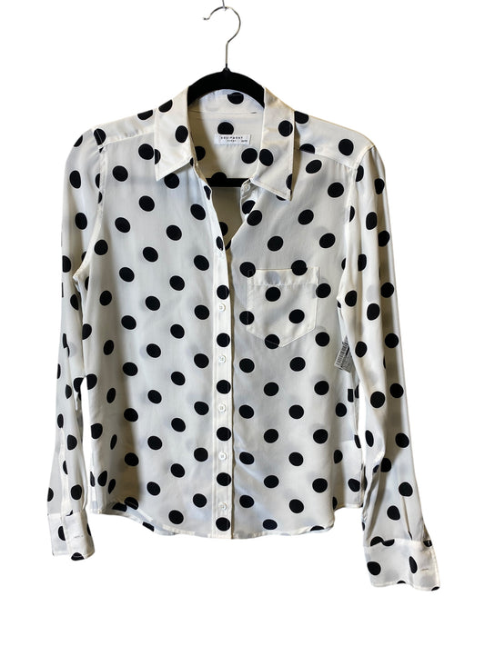 Blouse Long Sleeve By Equipment In Polkadot Pattern, Size: Xs