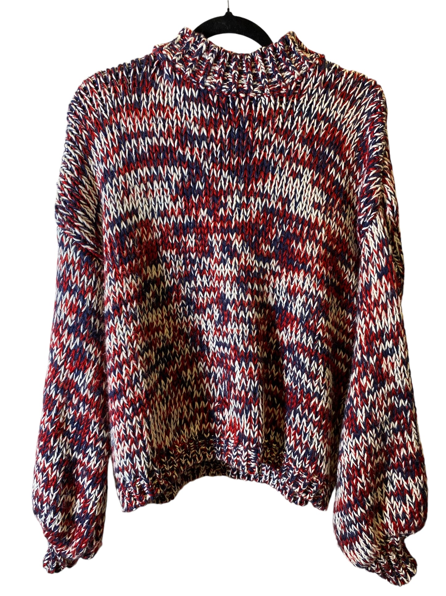 Sweater By Cmc In Blue & Red & White, Size: M