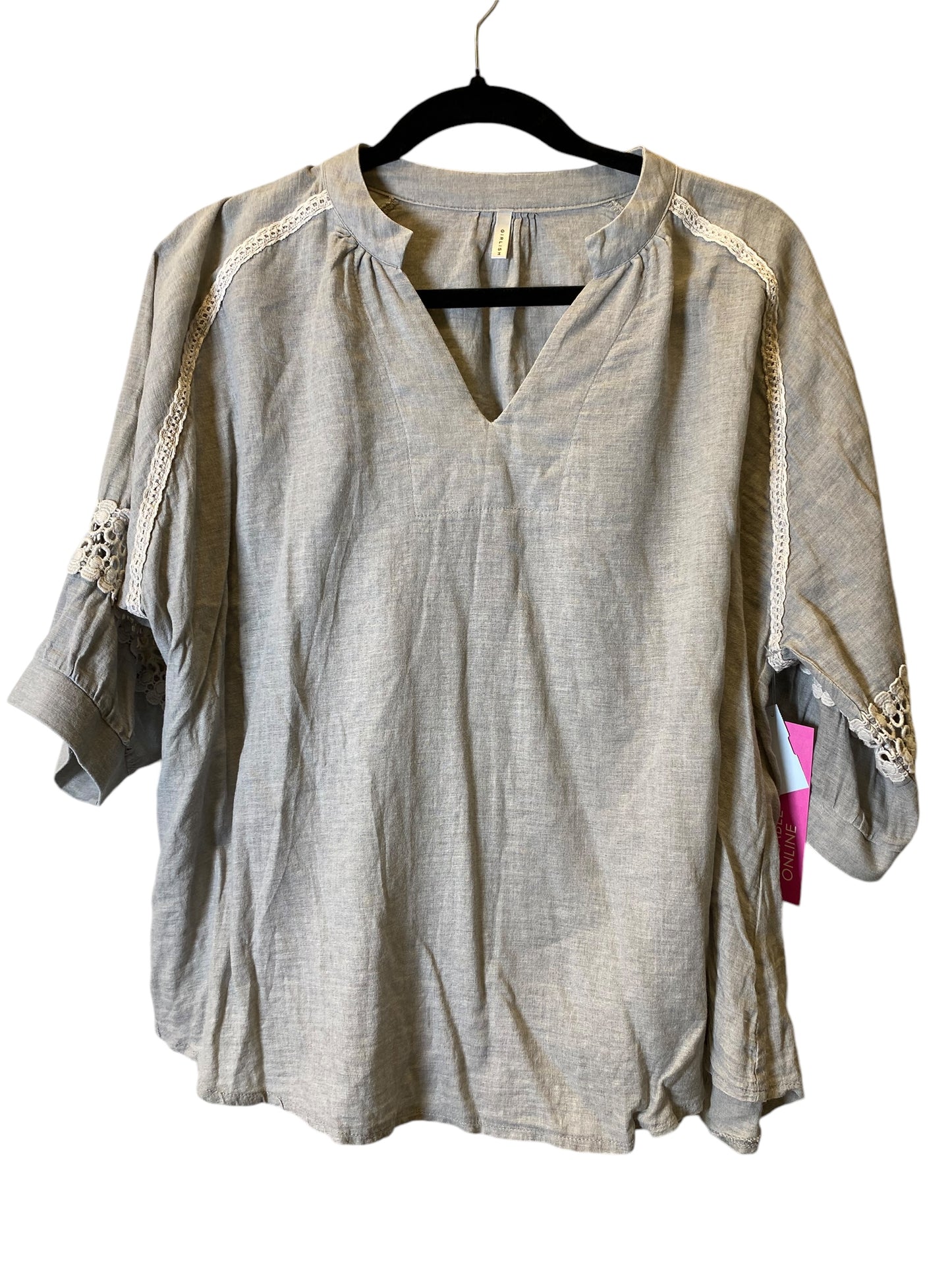 Top 3/4 Sleeve By Cmc In Grey, Size: L