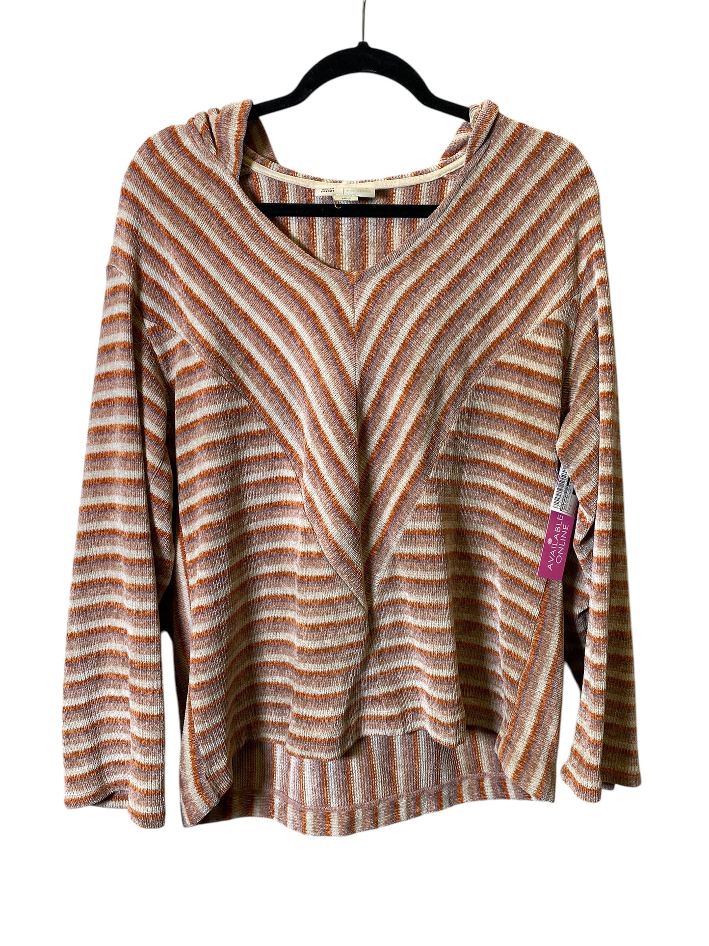 Sweatshirt Hoodie By Anthropologie In Striped Pattern, Size: S