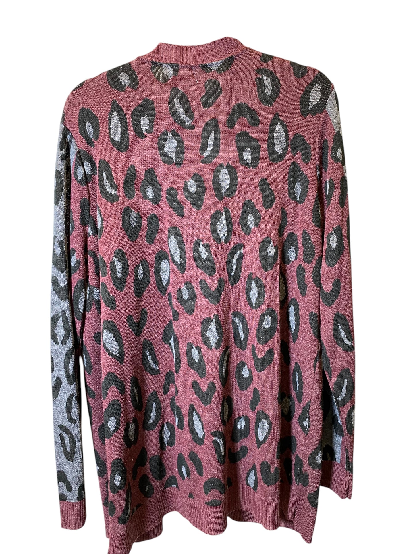 Cardigan By Time And Tru In Animal Print, Size: Xl