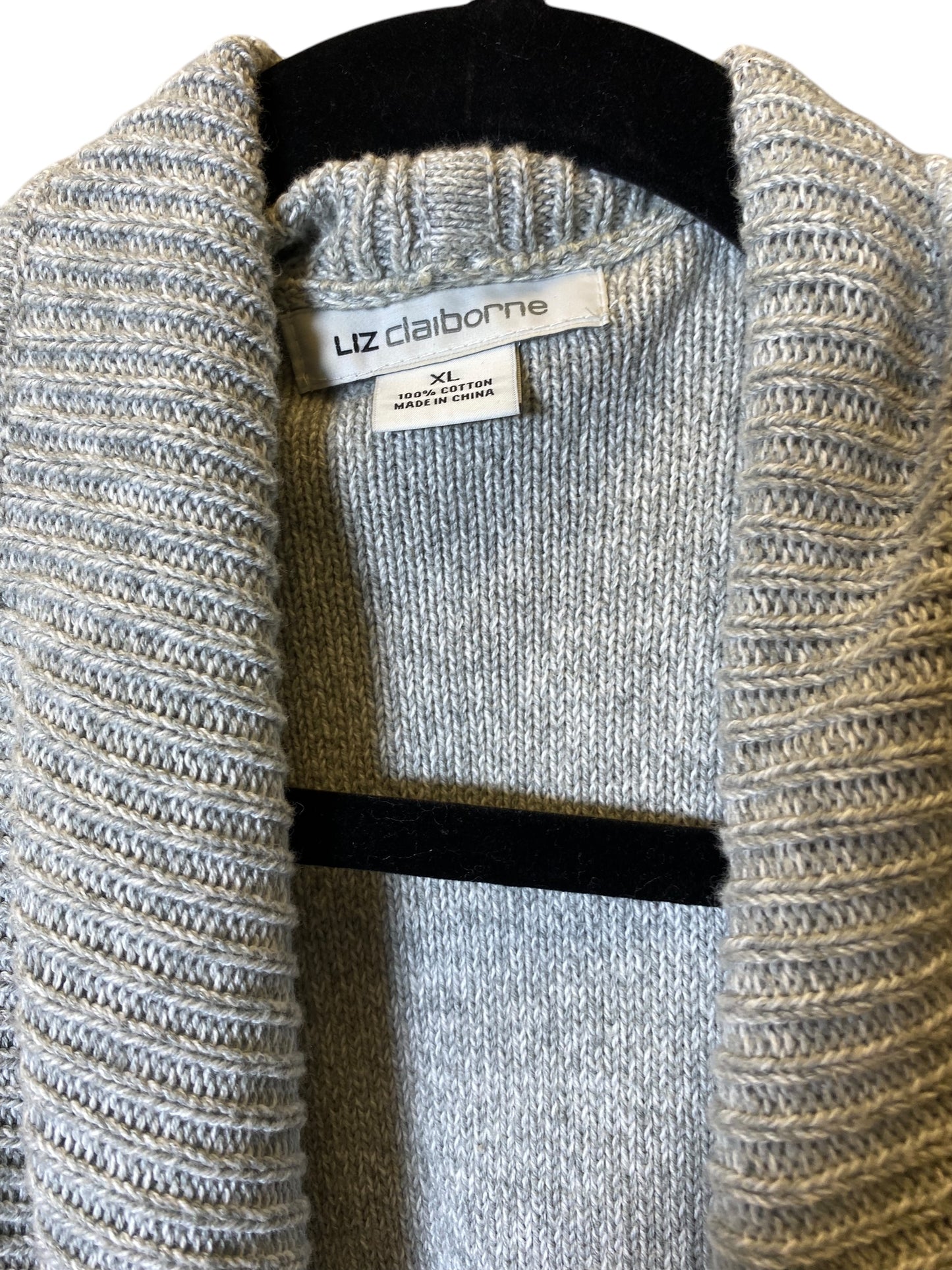 Cardigan By Liz Claiborne In Grey, Size: Xl