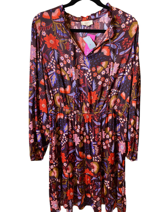 Dress Casual Midi By Loft In Floral Print, Size: Xl