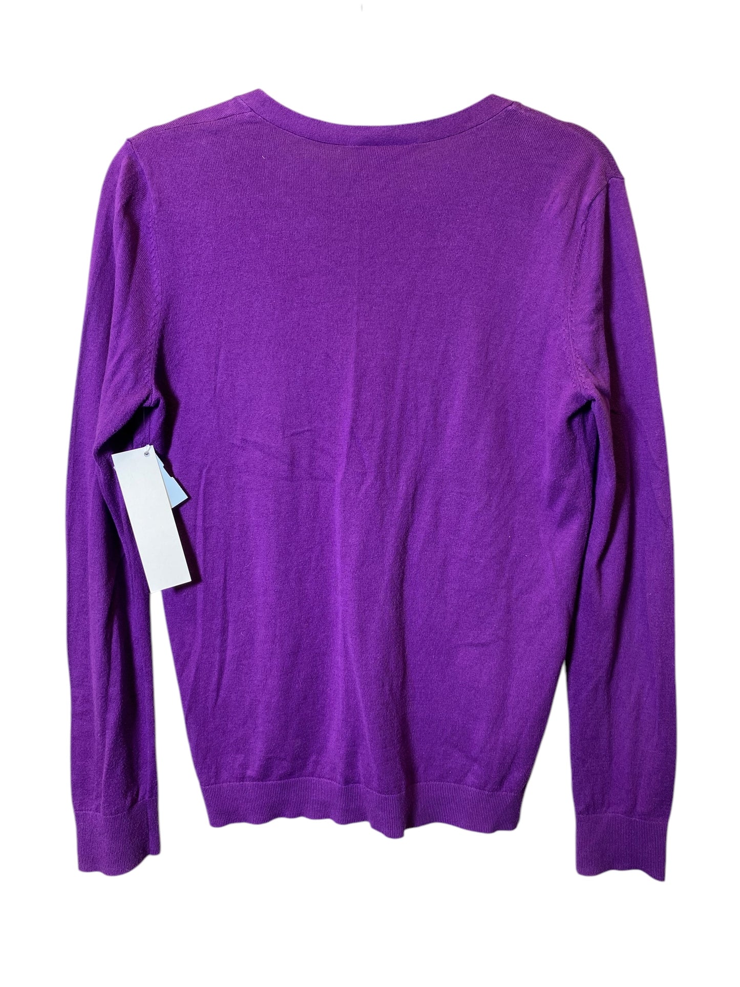 Sweater Cardigan By Loft In Purple, Size: M