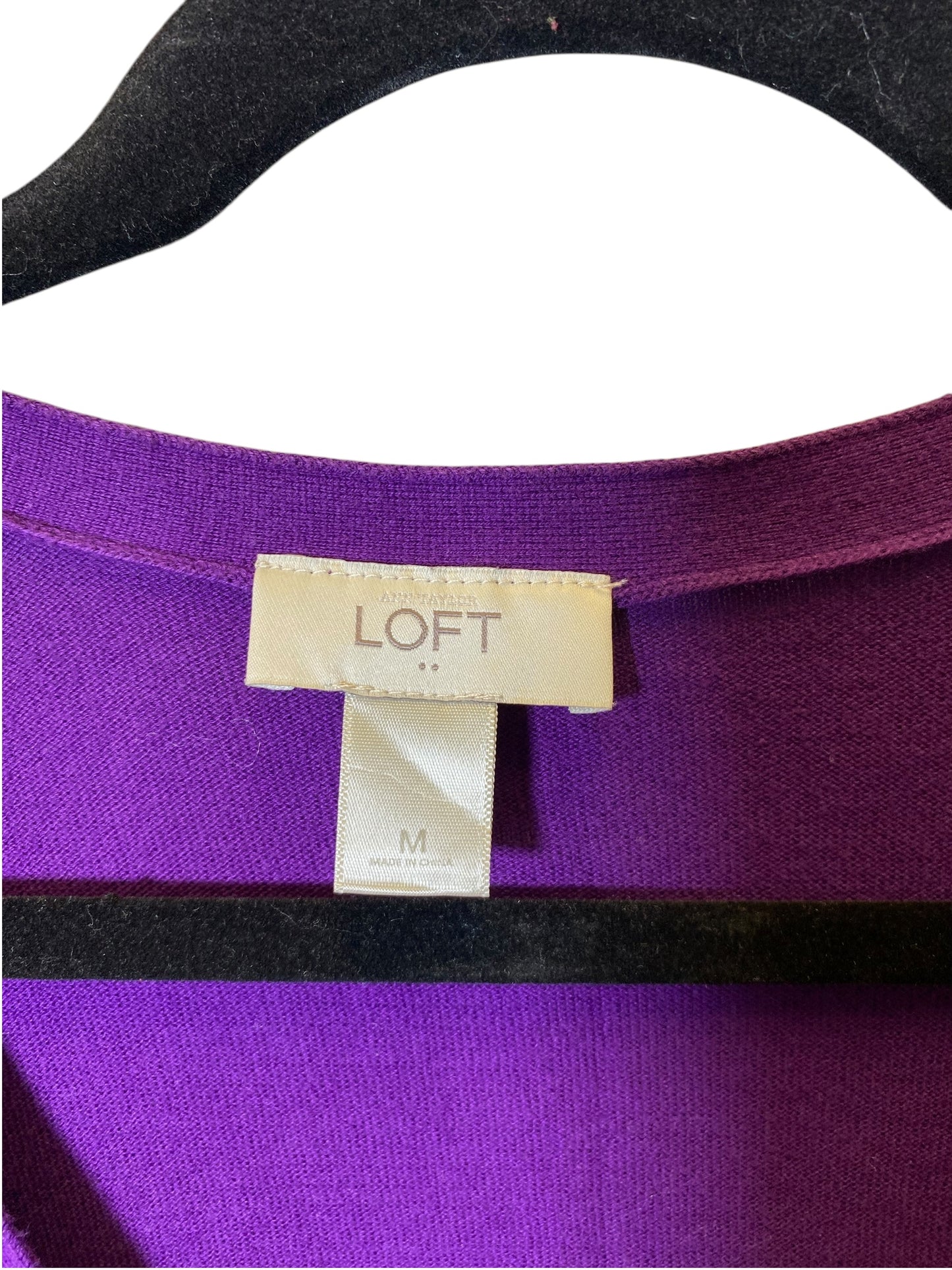 Sweater Cardigan By Loft In Purple, Size: M