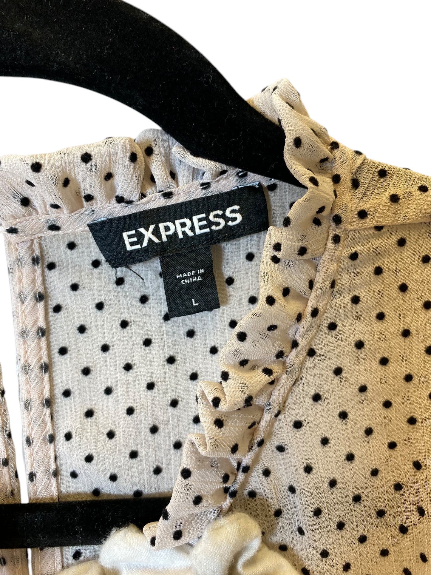 Top Short Sleeve By Express In Polkadot Pattern, Size: L