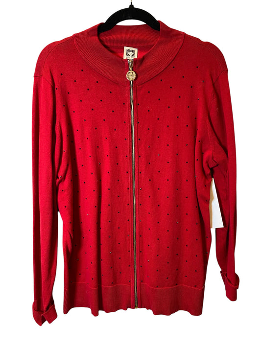 Jacket Shirt By Anne Klein In Red, Size: Xl