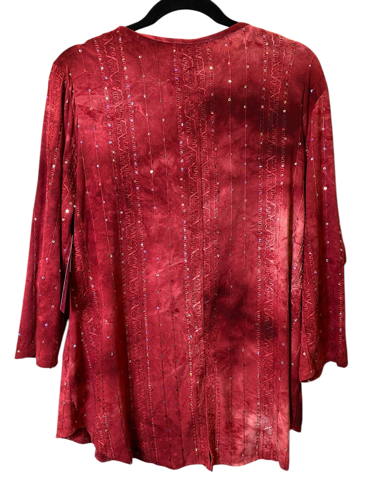 Top 3/4 Sleeve By Cato In Red, Size: 1x