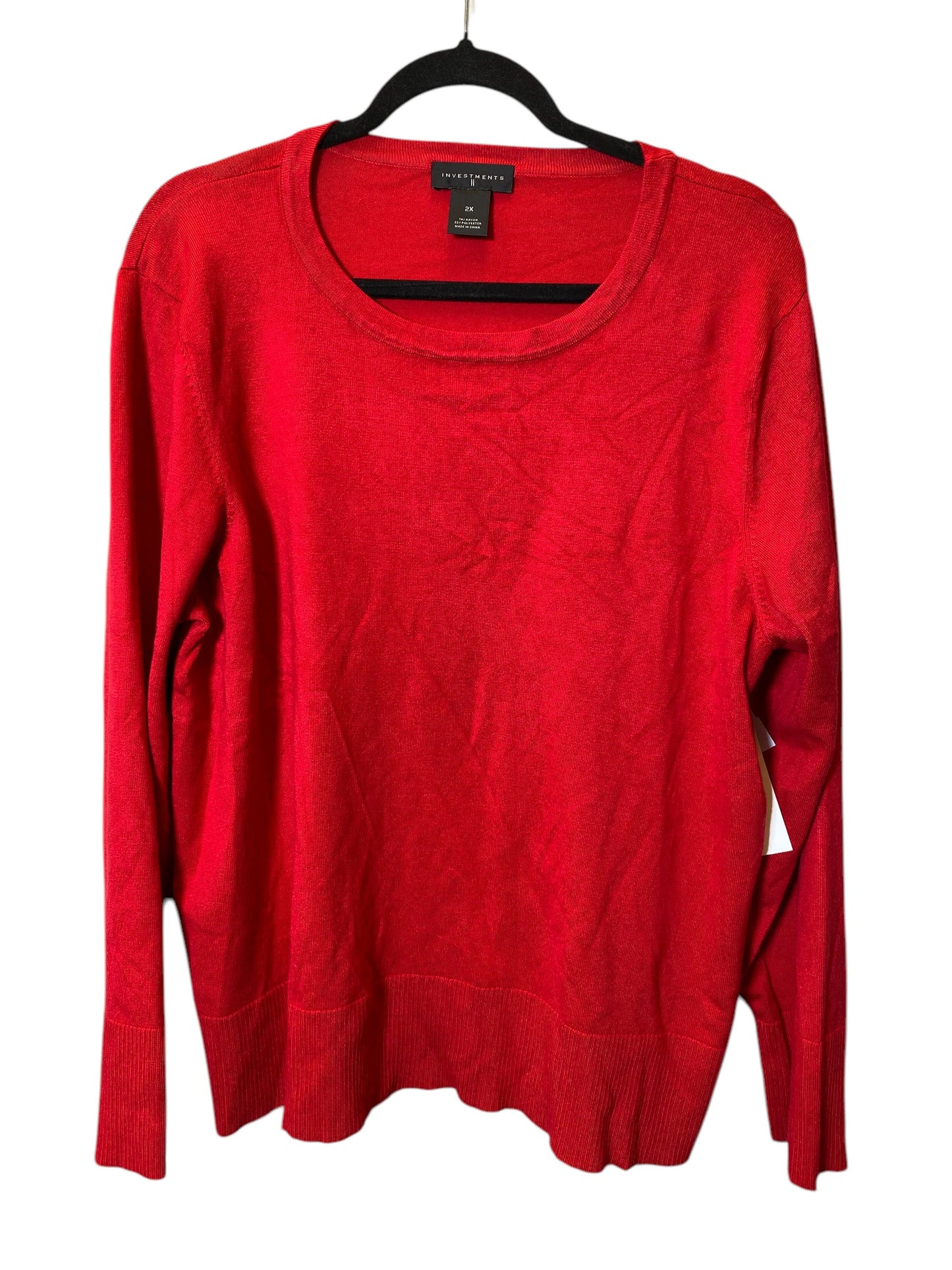 Sweater By Investments In Red, Size: 2x