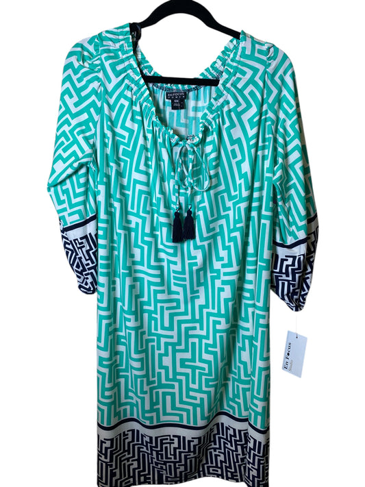 Dress Casual Midi By En Focus In Green & White, Size: 1x