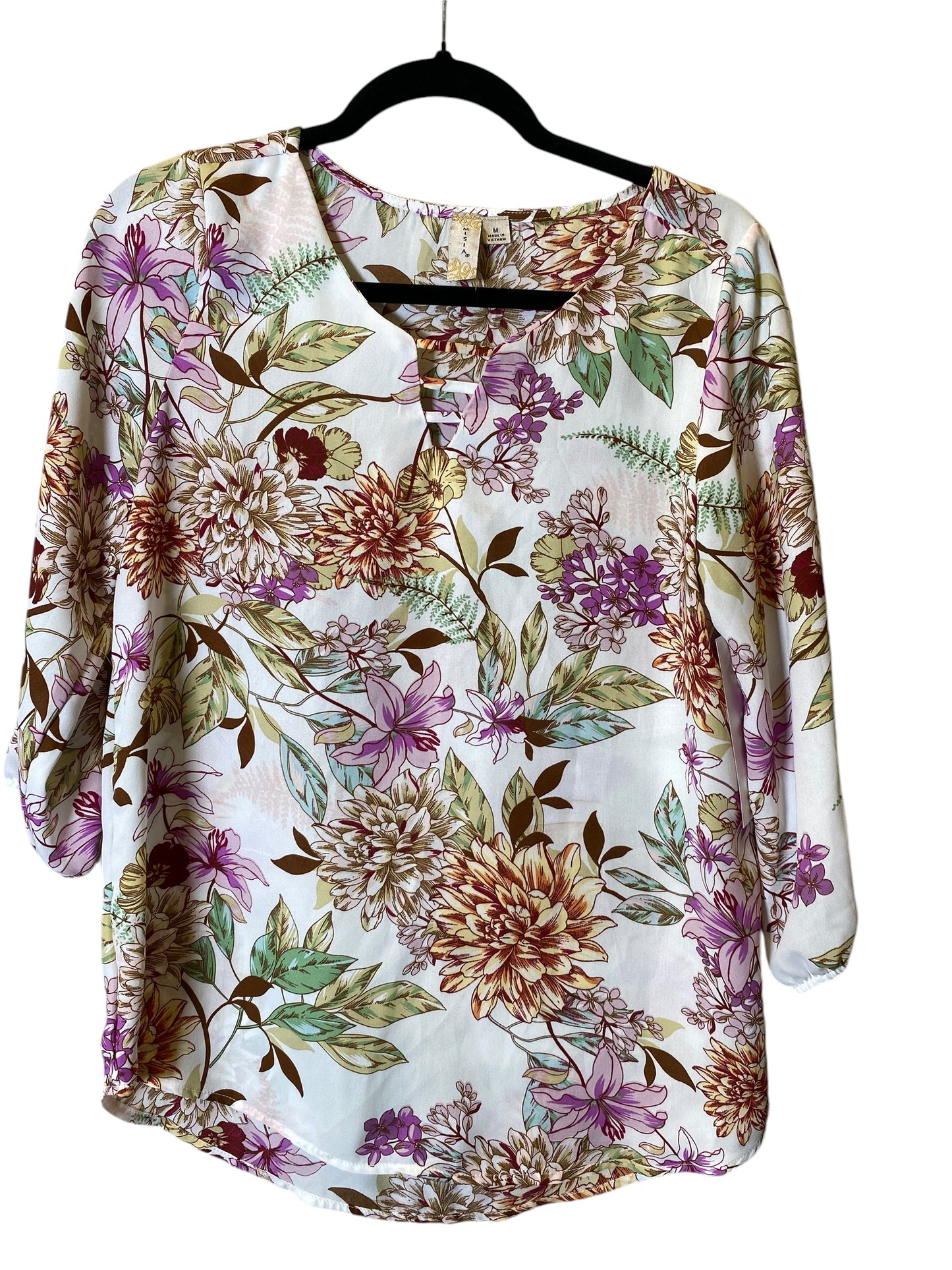 Top 3/4 Sleeve By Misia In Floral Print, Size: M