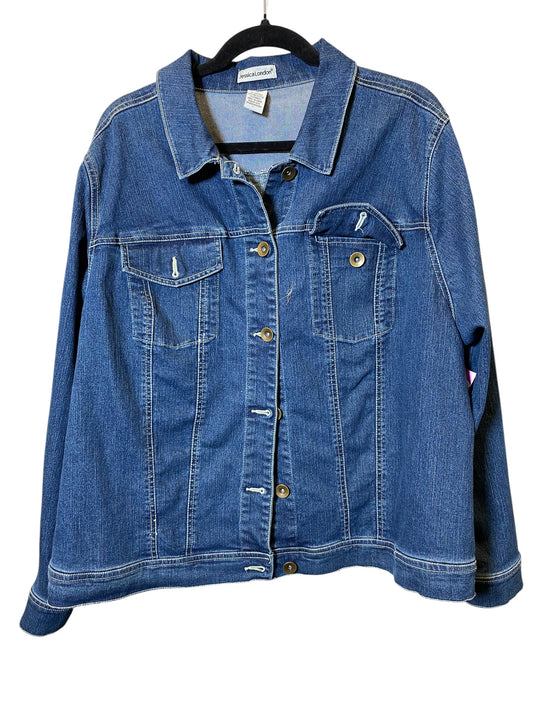 Jacket Denim By Jessica London In Blue, Size: 1x