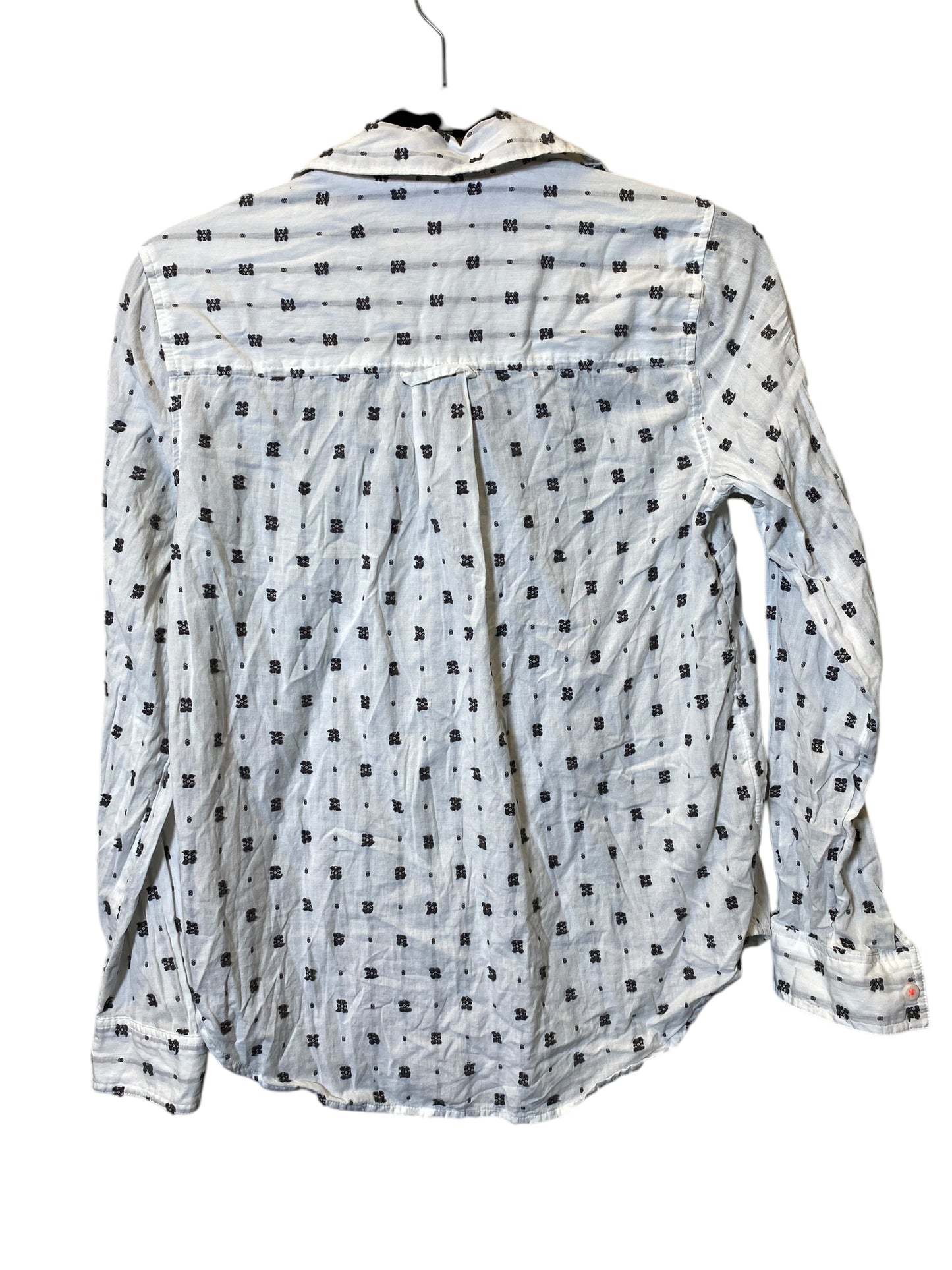 Blouse Long Sleeve By Maeve In Grey & White, Size: S