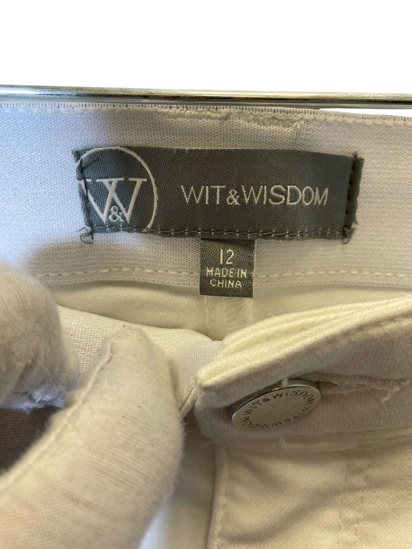 Jeans Skinny By Wit & Wisdom In White, Size: 12