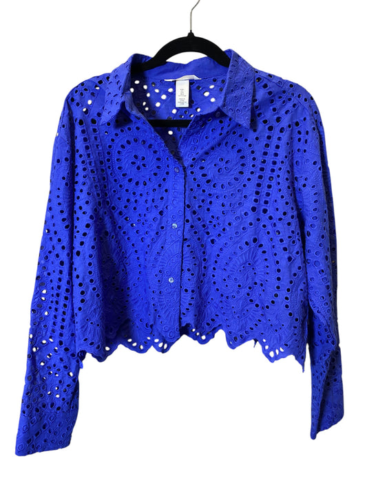 Blouse Long Sleeve By H&m In Blue, Size: L